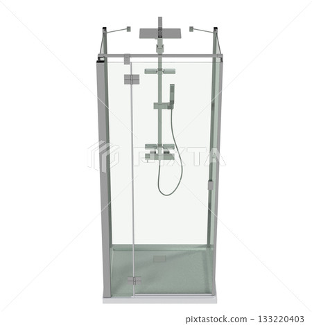 shower cabin isolated on transparent background, 3D illustration, cg render 133220403