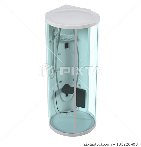 shower cabin isolated on transparent background, 3D illustration, cg render shower cabin isolated on transparent background, 3D illustration, cg render 133220408