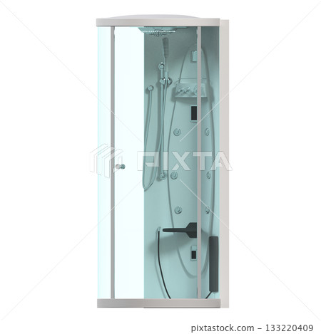 shower cabin isolated on transparent background, 3D illustration, cg render shower cabin isolated on transparent background, 3D illustration, cg render 133220409