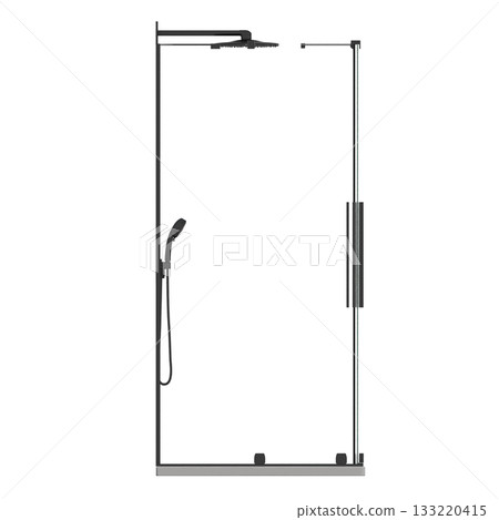 shower cabin isolated on transparent background, 3D illustration, cg render shower cabin isolated on transparent background, 3D illustration, cg render 133220415