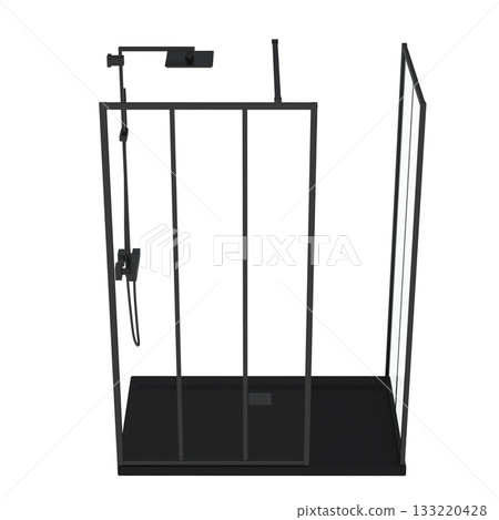 shower cabin isolated on transparent background, 3D illustration, cg render shower cabin isolated on transparent background, 3D illustration, cg render 133220428
