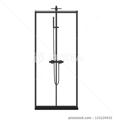 shower cabin isolated on transparent background, 3D illustration, cg render 133220432