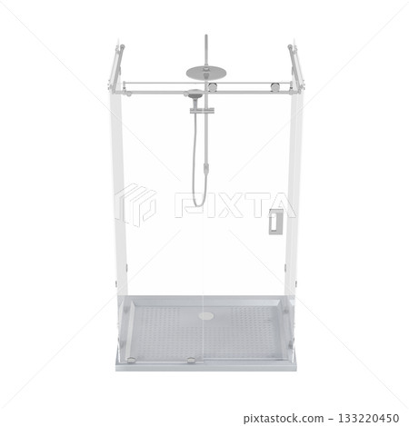 shower cabin isolated on transparent background, 3D illustration, cg render 133220450