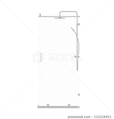 shower cabin isolated on transparent background, 3D illustration, cg render 133220451