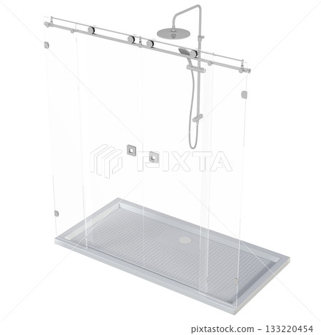 shower cabin isolated on transparent background, 3D illustration, cg render 133220454
