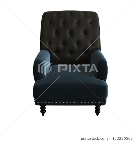 armchair isolate on a transparent background, comfortable furniture for home interior, 3D illustration, cg render 133220562
