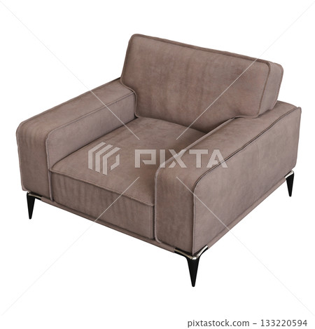 armchair isolate on a transparent background, comfortable furniture for home interior, 3D illustration, cg render 133220594