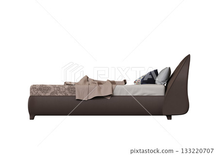bed isolate on a transparent background, interior furniture, 3D illustration, cg render 133220707