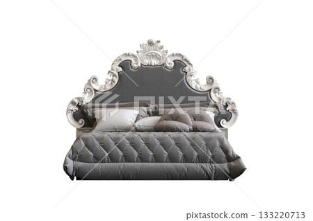 bed isolate on a transparent background, interior furniture, 3D illustration, cg render 133220713