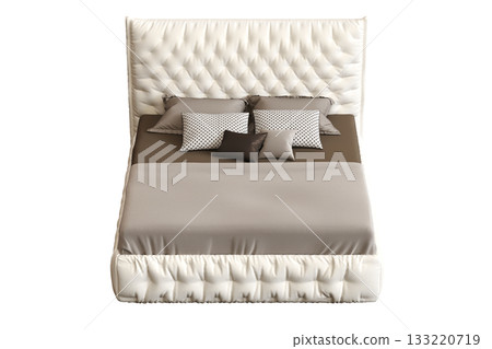 bed isolate on a transparent background, interior furniture, 3D illustration, cg render bed isolate on a transparent background, interior furniture, 3D illustration, cg render 133220719