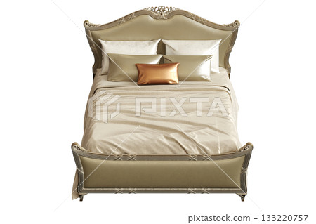 bed isolate on a transparent background, interior furniture, 3D illustration, cg render bed isolate on a transparent background, interior furniture, 3D illustration, cg render 133220757