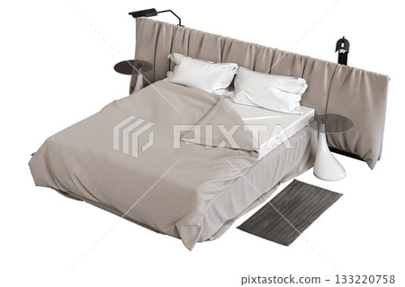 bed isolate on a transparent background, interior furniture, 3D illustration, cg render bed isolate on a transparent background, interior furniture, 3D illustration, cg render 133220758