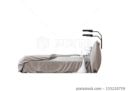 bed isolate on a transparent background, interior furniture, 3D illustration, cg render bed isolate on a transparent background, interior furniture, 3D illustration, cg render 133220759