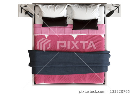 bed isolate on a transparent background, interior furniture, 3D illustration, cg render bed isolate on a transparent background, interior furniture, 3D illustration, cg render 133220765