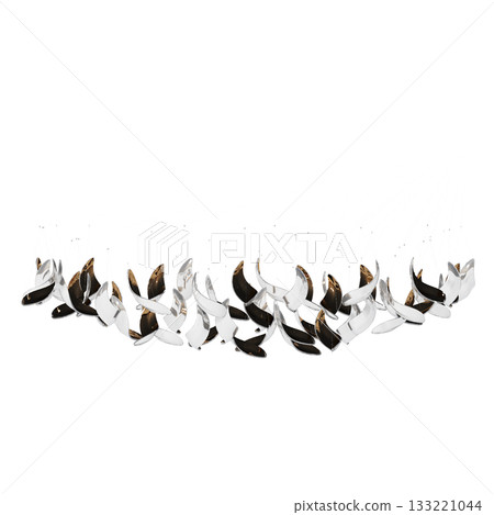 chandelier on the ceiling isolated on transparent background, hanging lamp, pendant light, 3D illustration, cg render 133221044