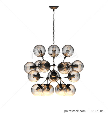 chandelier on the ceiling isolated on transparent background, hanging lamp, pendant light, 3D illustration, cg render chandelier on the ceiling isolated on transparent background, hanging lamp, pendant light, 3D illustration, cg render 133221049
