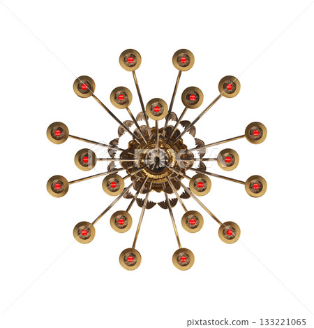 chandelier on the ceiling isolated on transparent background, hanging lamp, pendant light, 3D illustration, cg render chandelier on the ceiling isolated on transparent background, hanging lamp, pendant light, 3D illustration, cg render 133221065