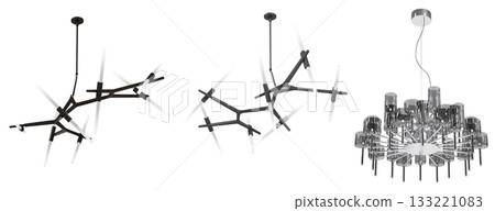 chandelier on the ceiling isolated on transparent background, hanging lamp, pendant light, 3D illustration, cg render chandelier on the ceiling isolated on transparent background, hanging lamp, pendant light, 3D illustration, cg render 133221083