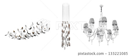 chandelier on the ceiling isolated on transparent background, hanging lamp, pendant light, 3D illustration, cg render chandelier on the ceiling isolated on transparent background, hanging lamp, pendant light, 3D illustration, cg render 133221085