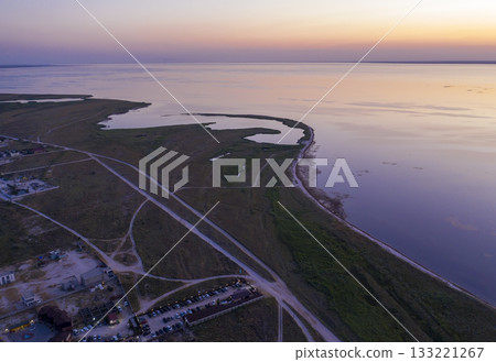 sandy beach on the seashore, view from above 133221267