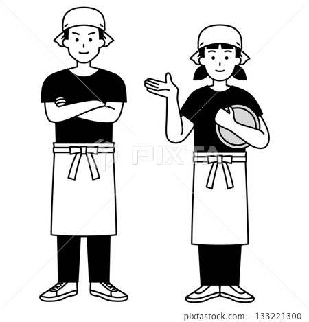 Izakaya waitress male and female (full body) set 133221300