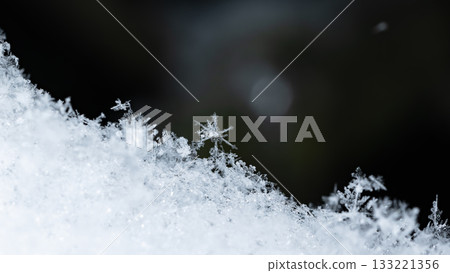 winter card, photo real snowflakes on snow 133221356