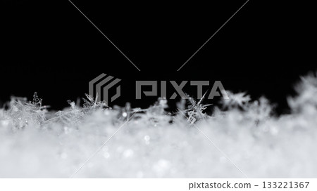 winter card, photo real snowflakes on snow winter card, photo real snowflakes on snow 133221367