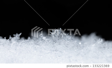 winter card, photo real snowflakes on snow winter card, photo real snowflakes on snow 133221369