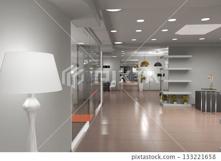 commercial premises, shop, interior visualization, 3D illustration 133221658