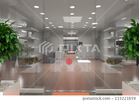 commercial premises, shop, interior visualization, 3D illustration 133221659