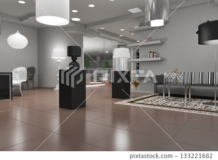 commercial premises, shop, interior visualization, 3D illustration commercial premises, shop, interior visualization, 3D illustration 133221682
