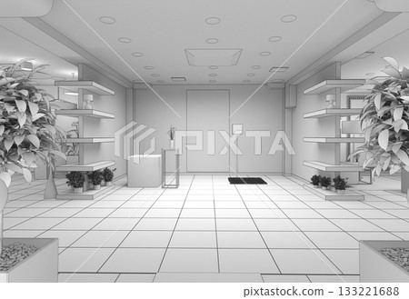 commercial premises, shop, interior visualization, 3D illustration 133221688