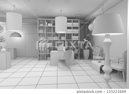 commercial premises, shop, interior visualization, 3D illustration 133221689