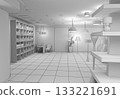 commercial premises, shop, interior visualization, 3D illustration commercial premises, shop, interior visualization, 3D illustration 133221691