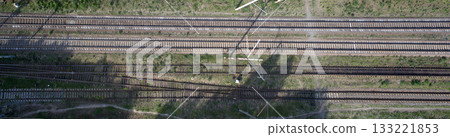 railway, trains with wagons, view from above 133221853