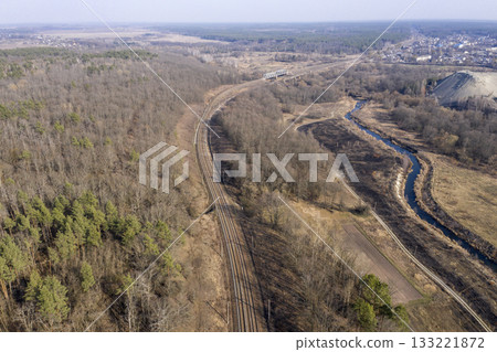 railway rails, view from above 133221872
