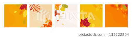Autumn background. Thanksgiving flowers, fall post template for social media or abstract orange beauty frame. Botanical decorative set. Card with copy space. Vector banner, isolated concept Autumn background. Thanksgiving flowers, fall post template for social media or abstract orange beauty frame. Botanical decorative set. Card with copy space. Vector banner, isolated concept 133222294