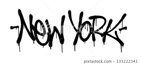 Legendary graffiti word in bold black spray dripping style on white background. 133222341