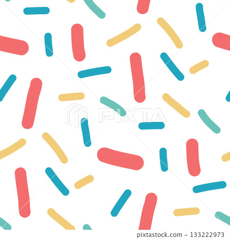 Seamless pattern background with confetti sprinkles. Birthday print designs. Vector illustration with simple small dash line doodles repeat. Playful happy design for parties, bakery or kids themes Seamless pattern background with confetti sprinkles. Birthday print designs. Vector illustration with simple small dash line doodles repeat. Playful happy design for parties, bakery or kids themes 133222973