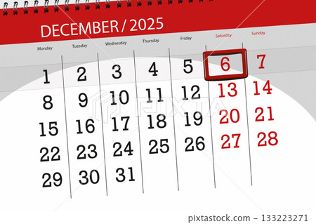 Calendar 2025, deadline, day, month, page, organizer, date, December, saturday, number 6 Calendar 2025, deadline, day, month, page, organizer, date, December, saturday, number 6 133223271
