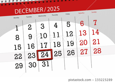 Calendar 2025, deadline, day, month, page, organizer, date, December, wednesday, number 24 Calendar 2025, deadline, day, month, page, organizer, date, December, wednesday, number 24 133223289