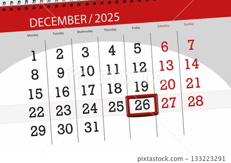 Calendar 2025, deadline, day, month, page, organizer, date, December, friday, number 26 133223291