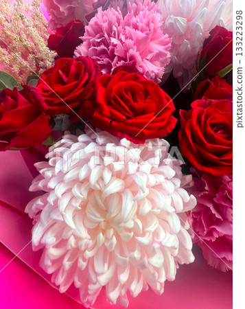 Bouquet of different beautiful flowers 133223298