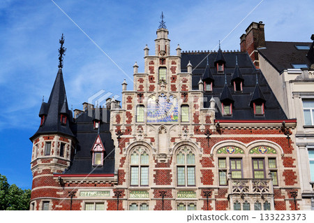 Neo-gothic corner building designed by Paul Saintenoy La Pharmacie Anglaise formerly known as Ch. Delacre Pharmacy in Brussels, Belgium Neo-gothic corner building designed by Paul Saintenoy La Pharmacie Anglaise formerly known as Ch. Delacre Pharmacy in Brussels, Belgium 133223373