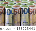 Rolls of euro banknotes as background. 133223441