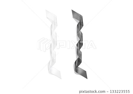 Blank black and white organza ribbon mockup, isolated 133223555