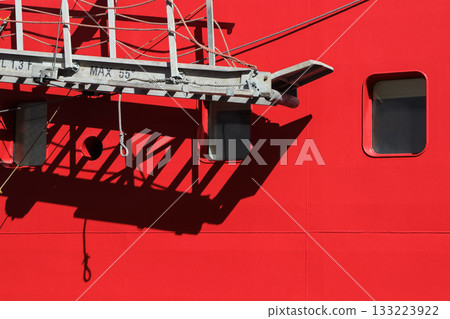 Raised For Departure Boarding Staircase On Red Ship Raised For Departure Boarding Staircase On Red Ship 133223922