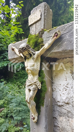 Statue of Jesus Christ is on a cross Statue of Jesus Christ is on a cross 133223942