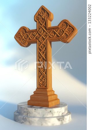 Wooden cross with a white base Wooden cross with a white base 133224002