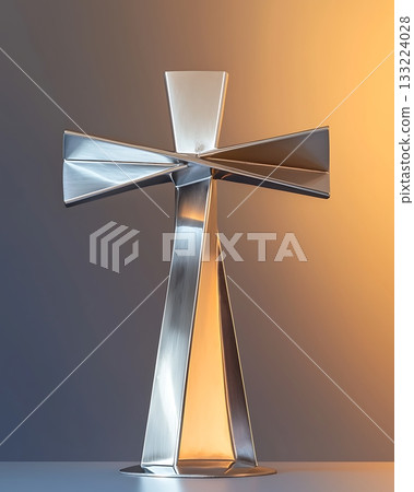 Silver cross with a triangular shape 133224028